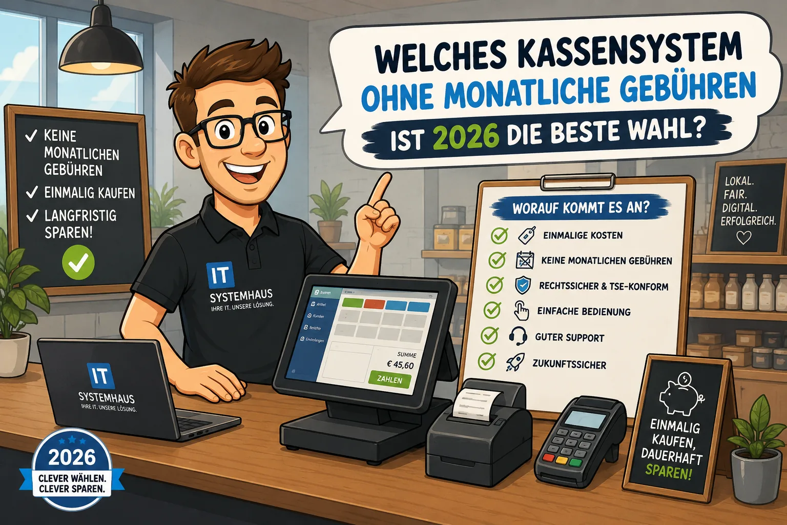 Welches Kassensystem ohne monatliche Gebühren ist 2026 die beste Wahl?