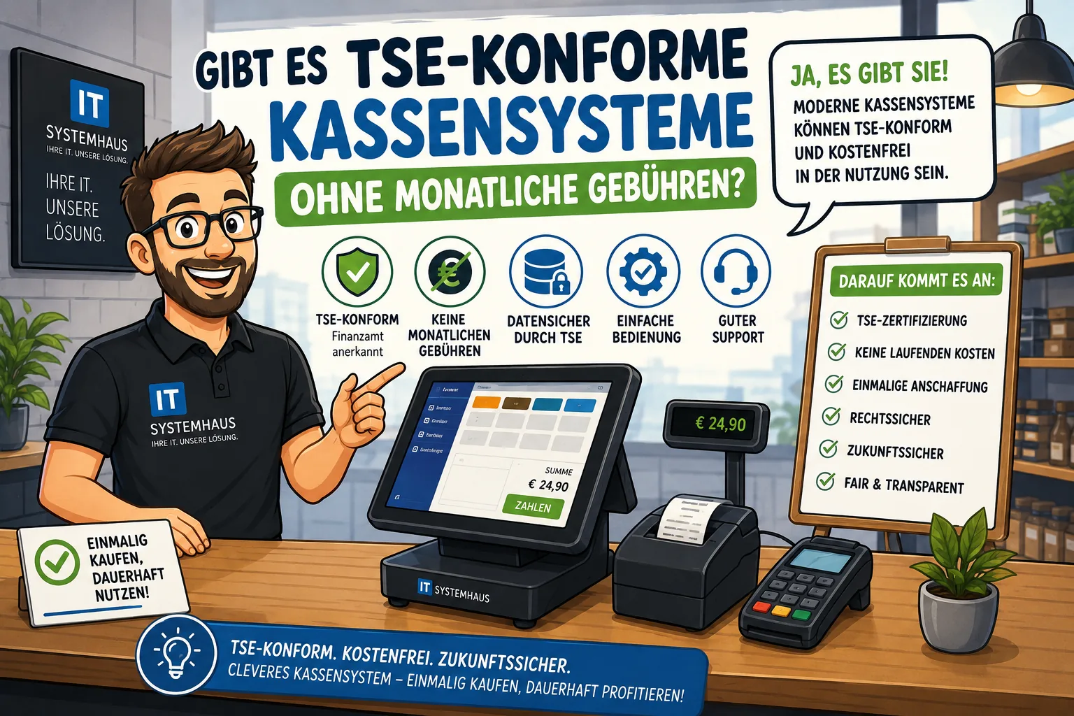 Gibt es TSE-konforme Kassensysteme ohne monatliche Gebühren?